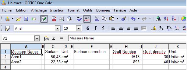 Exporting measurements to Excel